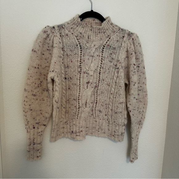Rebecca Taylor Tweed Soft Cable Knit Sweater Balloon Sleeves Size XS Women’s - Picture 2 of 9